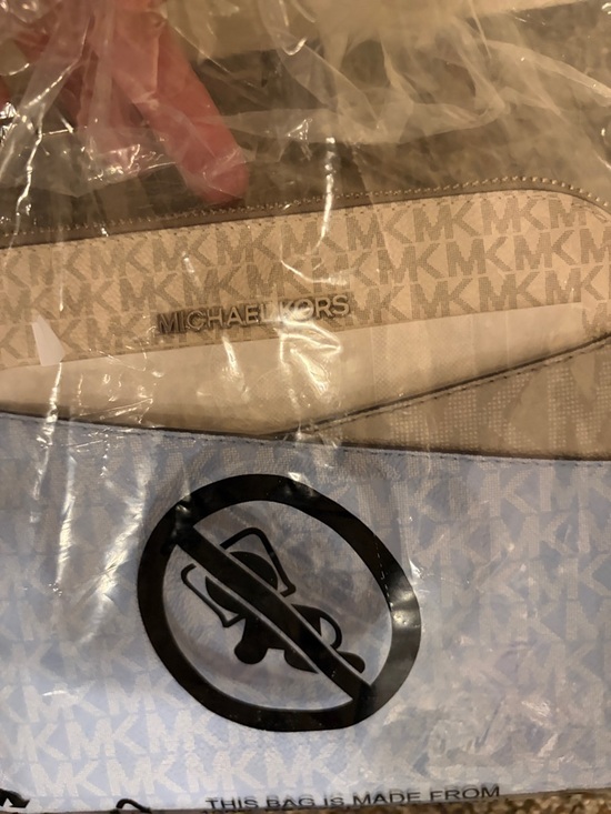 Michael Kors Beige and Light Blue Signature Crossbody Bag - Picture 5 of 5